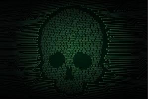 cyber hacker attack background, skull vector