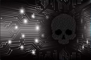 cyber hacker attack background, skull vector