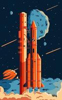 rocket in space vector