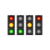 Realistic Traffic Light Set with All three Colors and every Color on vector