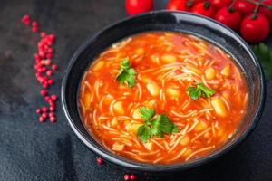 minestrone red tmato soup beans and vegetables keto or paleo diet photo