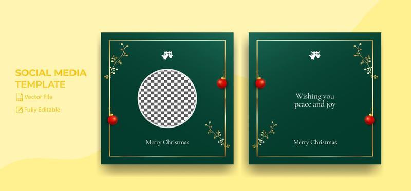 Set of Christmas and new year social media  background mockup with ornament template