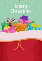Merry Christmas card. Santa bag. Winter card design illustration for greetings, invitation, flyer vector