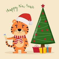 Happy chinese tiger. New year card. Year of the tiger. vector