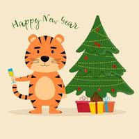 tigre chino feliz. tarjeta de año nuevo. año del tigre. vector