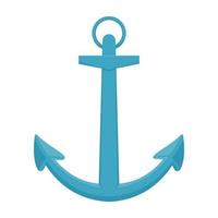 Blue see anchor isolated on white background. Flat vector illustration