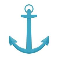 Blue see anchor isolated on white background. Flat vector illustration