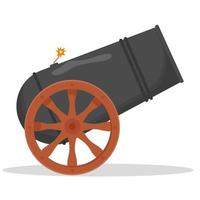 Ancient cannon isolated on a white background. Flat vector illustration