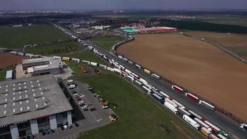 Aerial view of traffic jam on a highway in 4K video