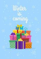 tarjeta de año nuevo 2022. Ilustración de diseño de tarjeta de invierno para saludos, invitaciones, folletos, folletos. regalo de año nuevo vector