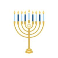 candelabro de hanukkah, ilustración vectorial en estilo plano vector