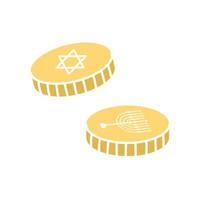 Israeli Hanukkah coins, vector illustration in flat style