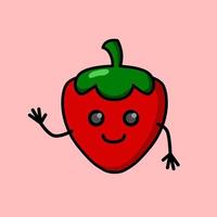 red cute smiling strawberry illustration design. vector