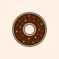 Diseño de ilustración de donut de crema de chocolate para libro infantil. vector