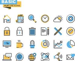 Flat line basic icons for websites and mobile websites and apps. vector