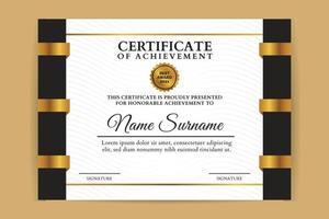 Simple modern gold certificate of achievement template. vector