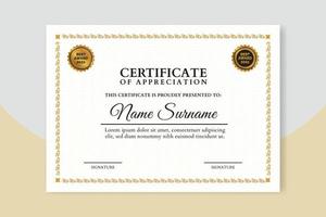 Simple modern certificate of appreciation template. vector