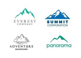 inspiración de diseños de paquetes de logotipos de cumbres, montañas y picos. vector