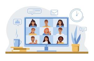 Video conference, group video chat vector