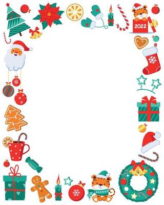 Christmas decorative frame on a white background.