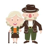 Old senior man and woman couple on a white background vector