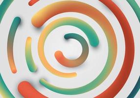 3D bright color rounded lines circles pattern on white background vector