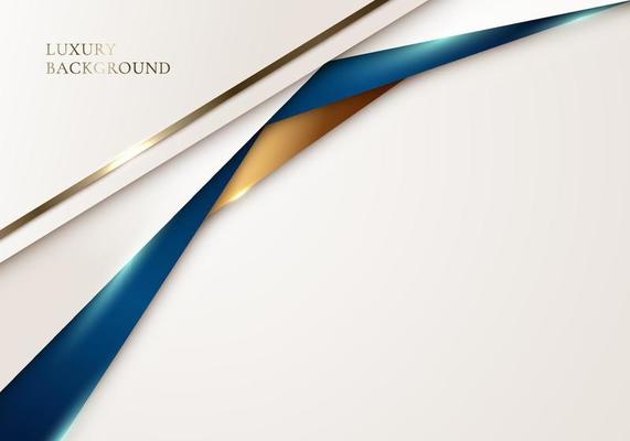 3D modern luxury template design white, blue stripes and golden line light sparking on clean background