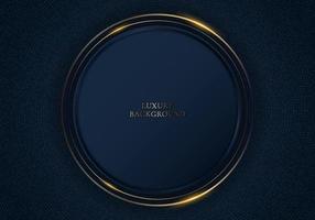 3D elegant blue metallic and golden border circles badge with particles elements on dark blue background vector