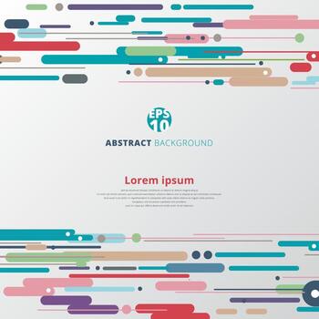 Modern style abstract with composition made of various lines horizontal rounded shapes in colorful. vector