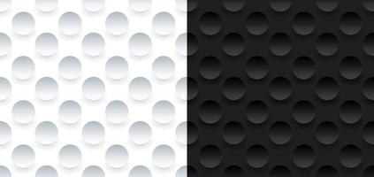3D black and white circles sphere embossed seamless pattern on dark background vector