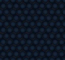 3D dark blue round shape with golden wave lines seamless pattern on black background vector