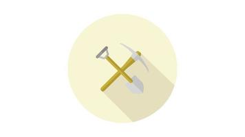 Pickaxe and shovel illustrated on a white background video