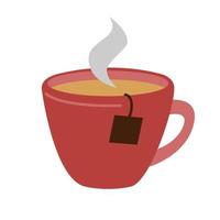 Mug of tea, icon. Tea bags. Hot drink. Design element. Simple vector illustration in flat style