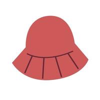 Trendy red panama or hat an accessory for a man or a woman. Modern girl in winter, spring, summer or autumn clothing. Simple vector illustration in flat style isolated on white background