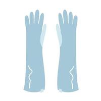 Women s long winter gloves for autumn or spring, blue with decor. Simple vector illustration in flat style isolated on white background.