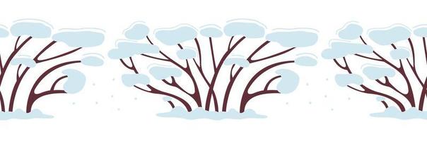 invierno de patrones sin fisuras árbol o arbusto en la nieve. crece en invierno. decoración para el diseño de año nuevo. diseño de cinta adhesiva. ilustración vectorial simple en estilo plano aislado sobre fondo blanco vector