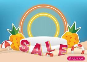 special summer sale podium vector beach icon