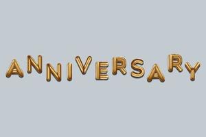 anniversary written with golden foil balloons. anniversary lettering realistic gold balloons, anniversary typography background. copy space, vector design