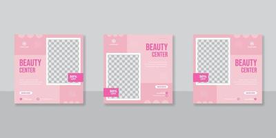 Beauty salon social media post template vector