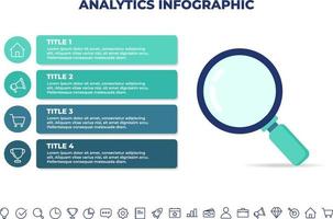 Plantilla de diseño de infografía de análisis plantilla de infografía empresarial para presentaciones, banner, diseño de flujo de trabajo, diagrama de proceso, diagrama de flujo y cómo funciona vector