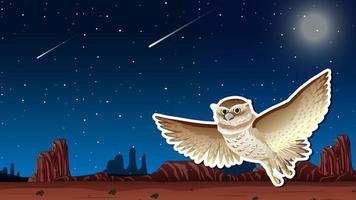 Thumbnail Design with owl flying at desert vector