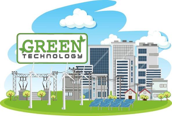 Green energy generated by wind turbine and solar panel