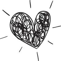 Scribble doodle heart isolated vector