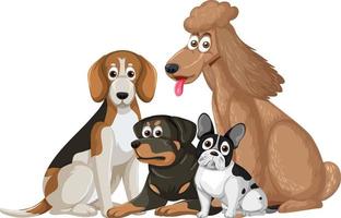 Variety of dog breeds cartoon character