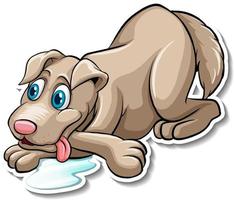 A sticker template of dog cartoon character vector