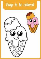 coloring book for kid. coloring cute ice cream. vector