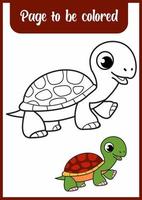 libro para colorear para niños. colorear linda tortuga. vector