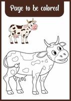 coloring book for kid. coloring cute cow. vector