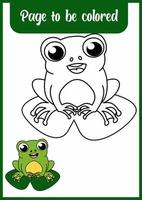 coloring book for kid. coloring cute frog. vector