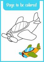 coloring book for kid. coloring cute plane. vector